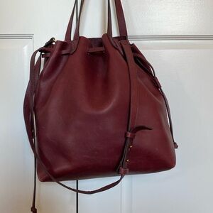 Madewell Medium Transport Bucket Bag, Dark Carbenet, Leather